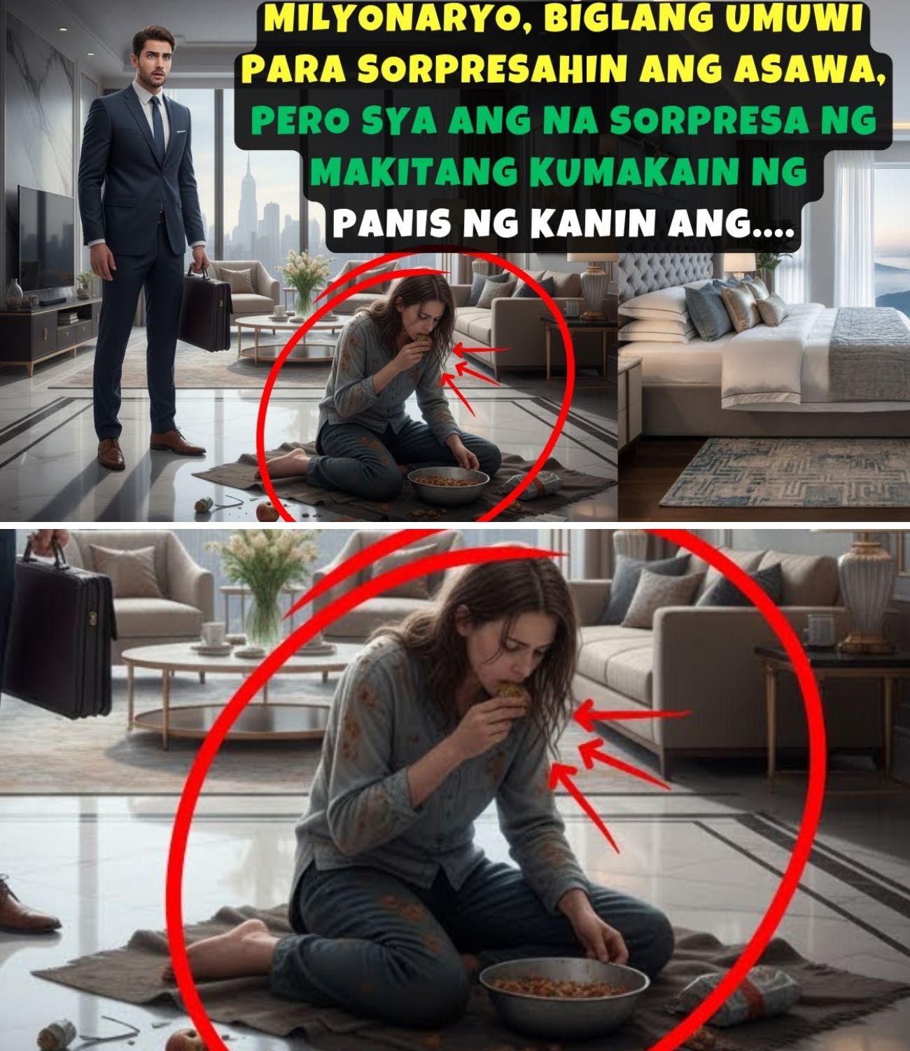 Isang milyonaryo ang di-inaasahang umuwi upang sorpresahin ang kanyang asawa, ngunit siya ang nagulat nang makitang kumakain ito.