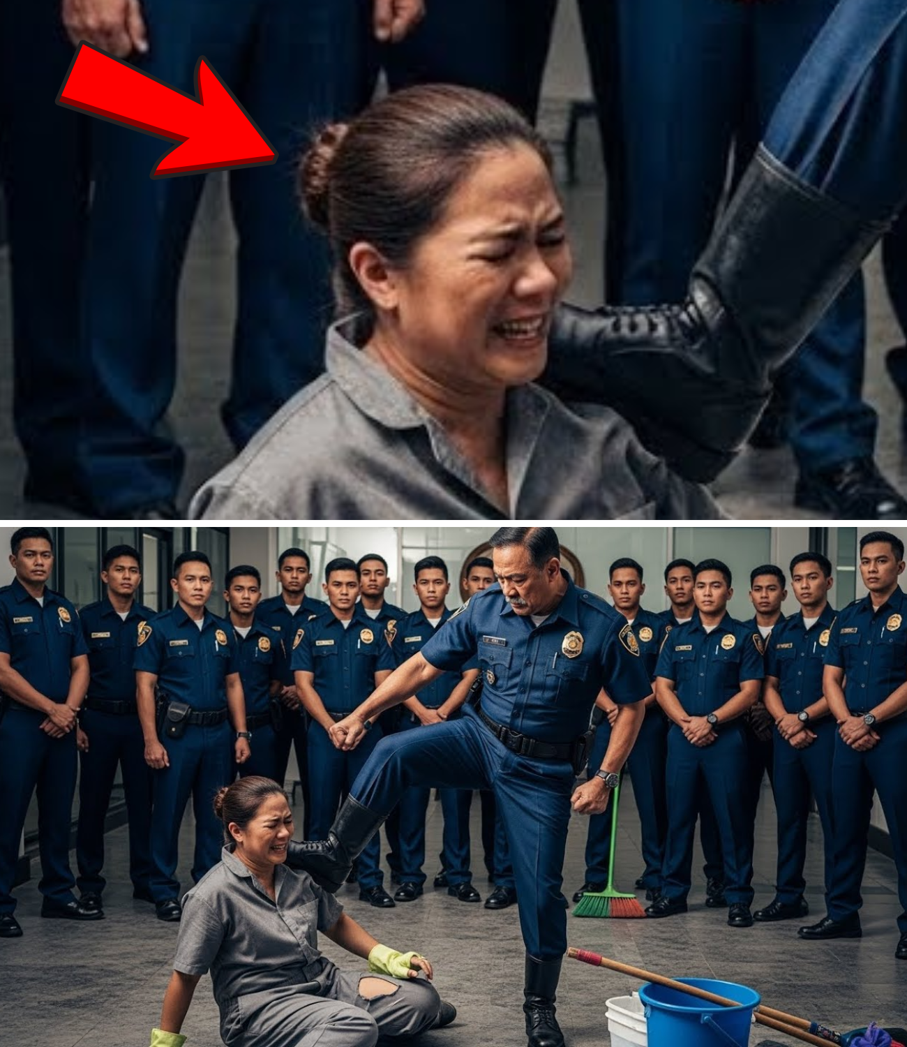 Ang Janitress na Sinipa ng Pulis: Sa Likod ng Basahan, Isang Mabagsik na Katotohanan!